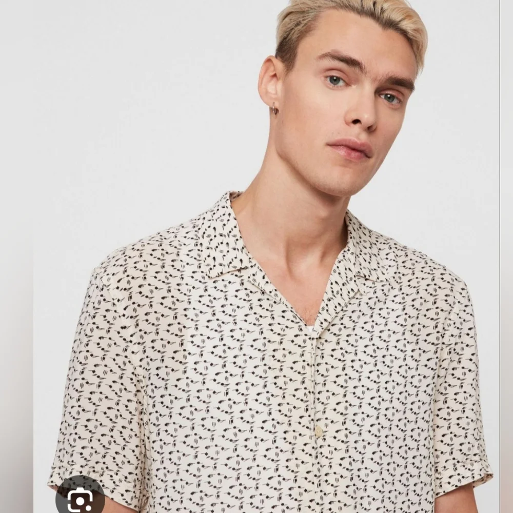 All‎ Saints Cream and Black Casual Button Down Shirt - Picture 2 of 9
